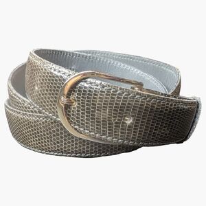 Vintage Genuine Lizard Charcoal Slim Belt | Made In Spain | 33" - 38" Waist